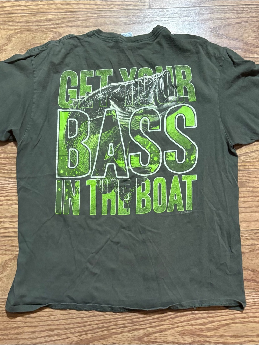 Vintage Buck Wear Get Your Bass in the Boat Funny Novelty Fishing Shirt XL